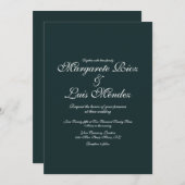 Invitation Émeraude verte Étalonnage Script Mariage vert (Devant / Derrière)