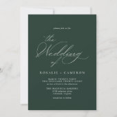 Invitation Émeraude verte forestière | Mariage de script déta (Devant)