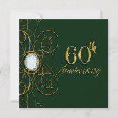 Invitation Emeraude Verte & Or Diamant 60 60e Anniversaire (Dos)
