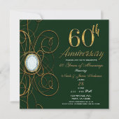 Invitation Emeraude Verte & Or Diamant 60 60e Anniversaire (Devant)