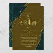 Invitation Émeraude verte tout en un Mariage (Devant / Derrière)