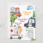 Invitation Emergency Vehicles Any Age Birthday (Devant)
