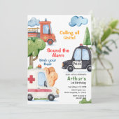 Invitation Emergency Vehicles Any Age Birthday (Debout devant)