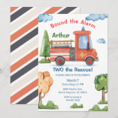 Invitation Emergency Vehicles Two The Rescue Any Age Birthday (Devant / Derrière)