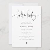 Invitation EMERY | Elégant Baby shower de calligraphie Bonjou (Devant)
