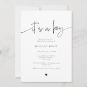 Invitation EMERY | Elégant Baby shower de calligraphie C'est  (Devant)