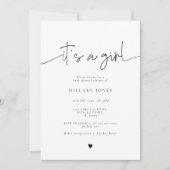 Invitation EMERY | Elégant Baby shower de calligraphie C'est  (Devant)