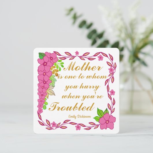 Invitation Emily Dickinson cite Mère (Debout devant)