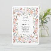 Invitation EMMA Aquarelle rose Mariage floral (Debout devant)