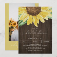 EMMA Bois Rustique Tournesol Floral Baby Shower de