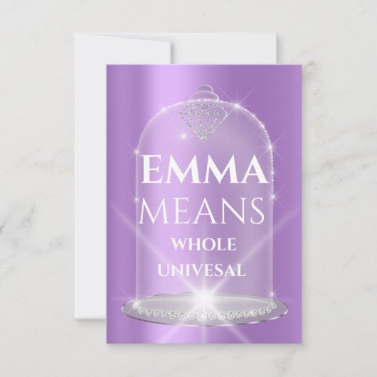 Invitation Emma Nom Signifiant Diamant Anniversaire Violet (Devant)