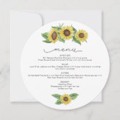 Invitation EMMA Russe Watercolor Sunflower Fall Round Menu (Devant)