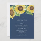 Invitation EMMA Rustic Navy Blue Watercolor Mariage de tourne (Devant)