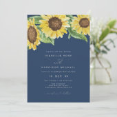 Invitation EMMA Rustic Navy Blue Watercolor Mariage de tourne (Debout devant)