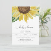 Invitation EMMA Rustic Sunflower Floral Baby shower de campag (Debout devant)