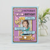 Invitation Emoji Anniversaire Cellule Téléphone SMS invitatio (Debout devant)