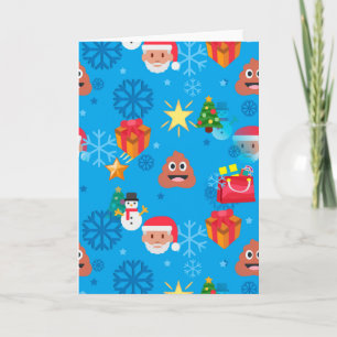 Invitation emoji de caca de noël bleu