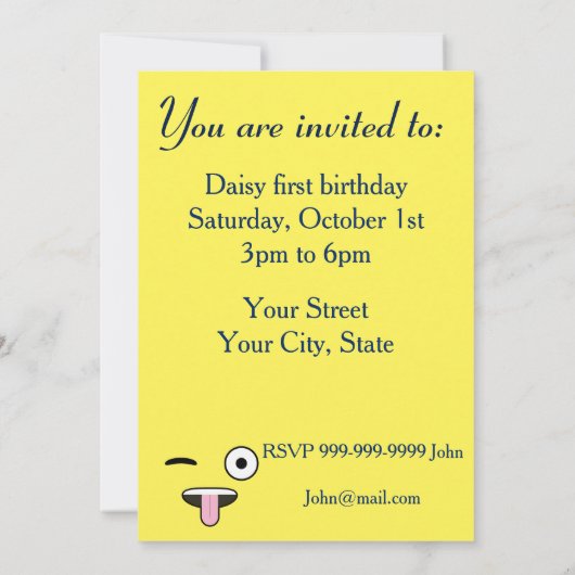 Invitation Emoji de la langue (Dos)