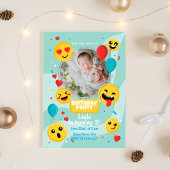 Invitation Emoji Dessiné À La Main Avec Photo Anniversaire