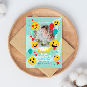 Invitation Emoji Dessiné À La Main Avec Photo Anniversaire