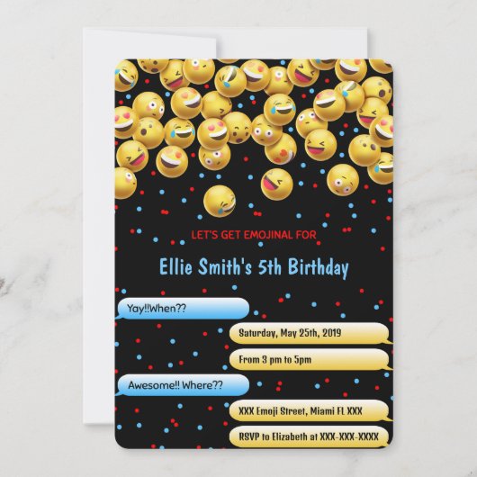 Invitation Emoji modifiable (Devant)