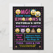 Invitation Emoji Parties scintillant rose Anniversaire Fête I (Devant)