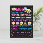 Invitation Emoji Parties scintillant rose Anniversaire Fête I (Debout devant)