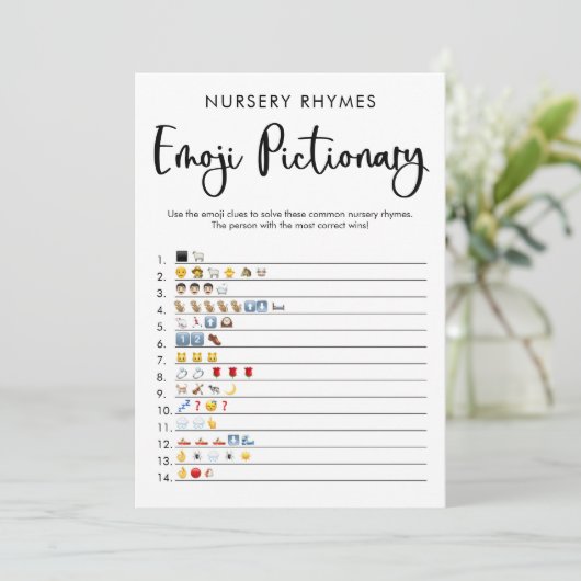 Invitation Emoji pictionary baby shower jeu neutre genre (Debout devant)
