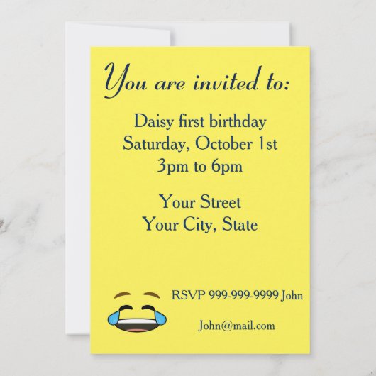Invitation Emoji riant (Dos)