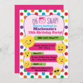 Invitation Emoji Texting Multi-Color Girl'Ado d'anniversaire (Devant / Derrière)