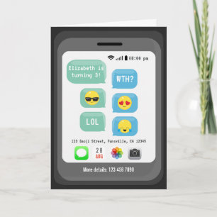 Invitation Emoji thème Virtual Birthday Party