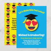 Invitation Emoticon Heart Eyes Visite mignonne Graduation Par (Devant / Derrière)