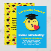 Invitation Emoticon Kissy Face mignonne fête de graduation (Devant / Derrière)