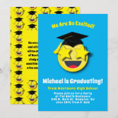 Invitation Emoticon Star Eyes Jote Graduation Party (Devant / Derrière)
