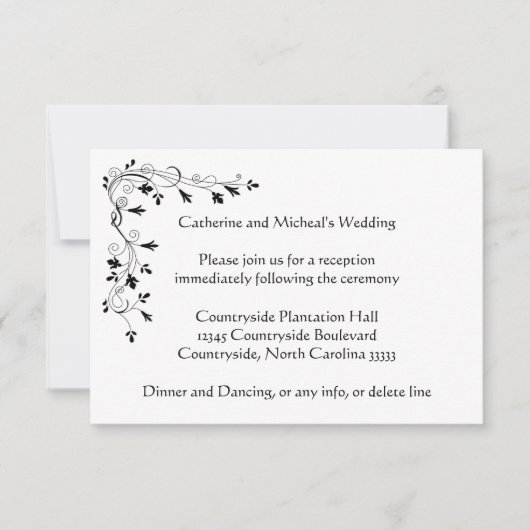 Invitation Emplacement de réception de mariage délicat floral (Devant)