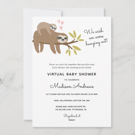 Invitation Emplacement du Baby shower virtuel (Devant)