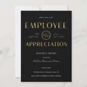 Invitation Employee Appreciation Black & Gold Logo Business (Devant)