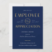 Invitation Employee Appreciation Navy & Gold Logo Business (Devant)