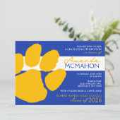 Invitation Empreinte Bleue et Or Élégante (Photo Retour) (Debout devant)