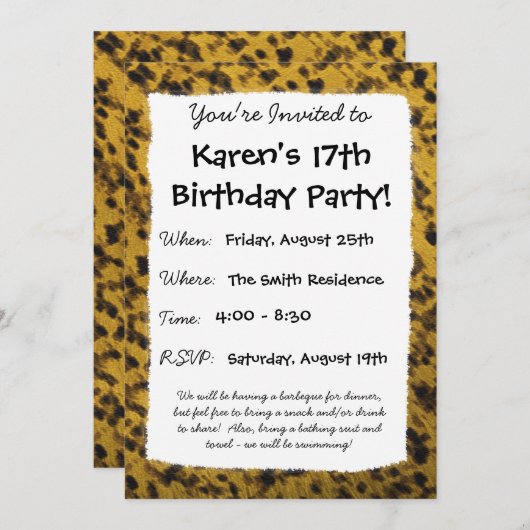 Invitation Empreinte de léopard (Devant / Derrière)