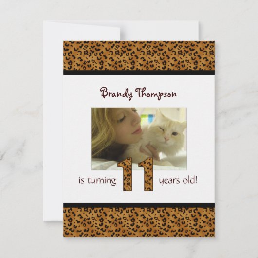 Invitation Empreinte de léopard : 11ème anniversaire Invitati (Devant)