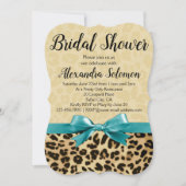Invitation Empreinte de léopard Aqua Blue Bow Fête des mariée (Devant)