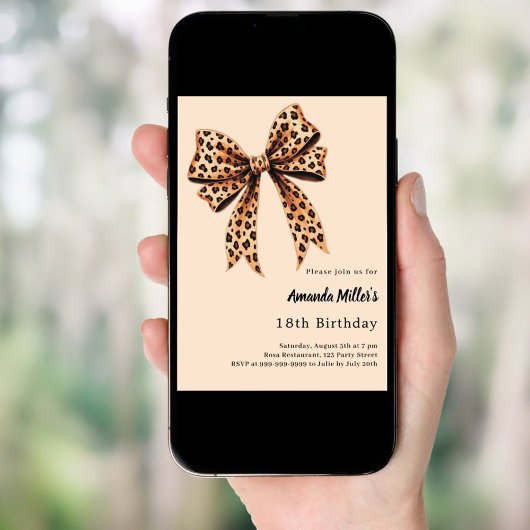 Invitation Empreinte de léopard arc beige anniversaire