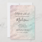 Invitation Empreinte de léopard Argent Fille Peach Aqua Tie D (Devant)