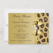 Invitation Empreinte de léopard, Baby shower Bow & Diamond (Dos)
