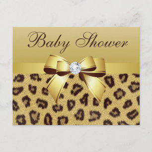 Invitation Empreinte de léopard, Baby shower Bow & Diamond