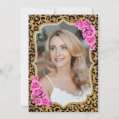 Invitation Empreinte de léopard Black Pink Photo 50e annivers (Dos)