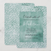 Invitation Empreinte de léopard blanc à la menthe (Devant / Derrière)