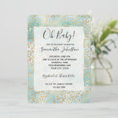 Invitation Empreinte de léopard blanc Aqua Gold (Debout devant)