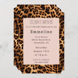 Invitation Empreinte de léopard Blush Pink Chic Gold Glam